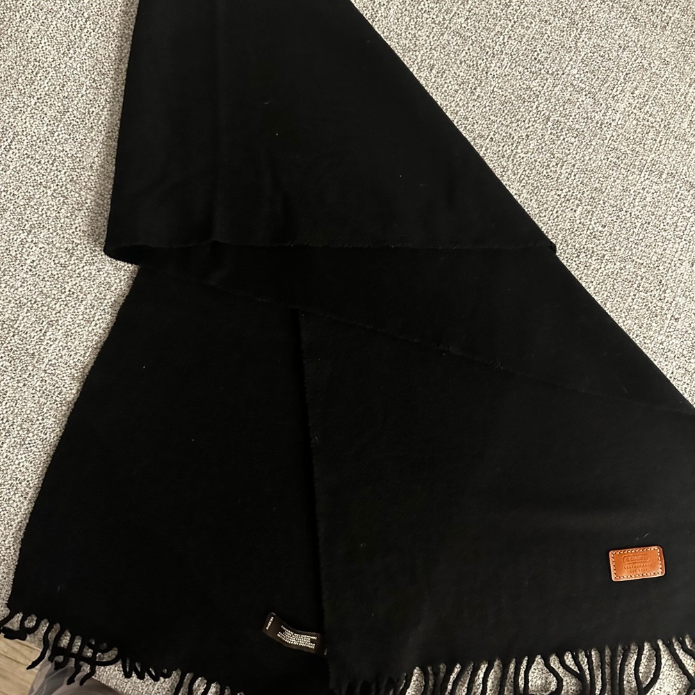 Coach Black Fringe Scarf - Picture 5 of 7